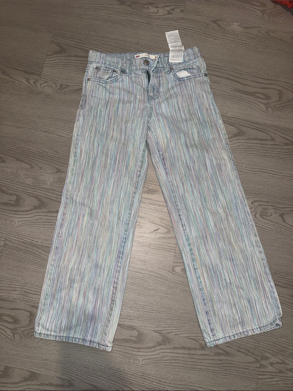 Girls Levi's Pastel Striped Wide-Leg Jeans - Light Multi